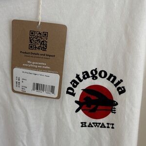 Patagonia Cream Tee with Black and Red Graphic
